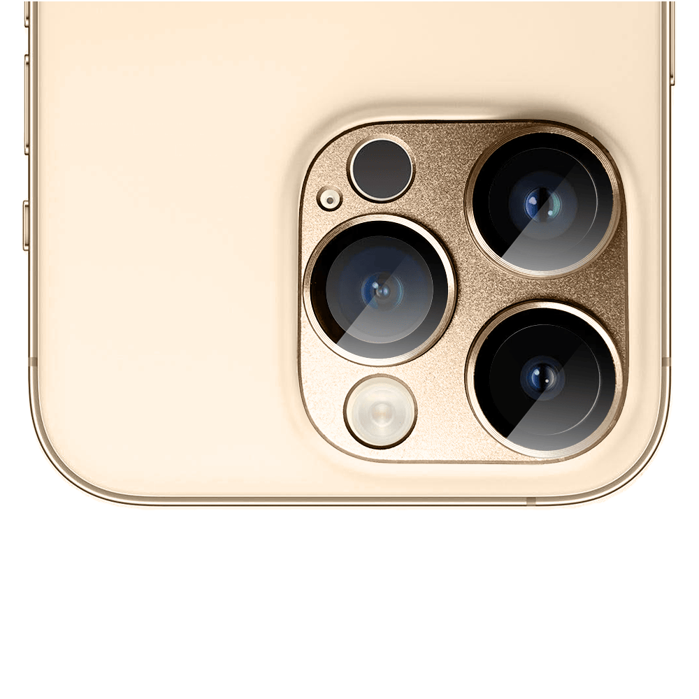 Metalowa osłona na cały aparat z wbudowanymi szkłami do iPhone 13 Pro, złota - obrazek 4