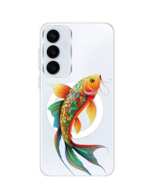 Etui do Samsung Galaxy A35 5G z MagSafe przeźroczyste, silikonowe Flexi, Dzika Mandala, Złota ryba