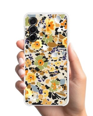 Etui do Samsung Galaxy A26 5G przeźroczyste, silikonowe Flexi, malowane kwiatki