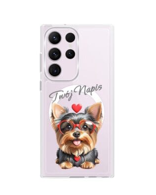 Etui do Samsung Galaxy S23 Ultra z MagSafe przeźroczyste, silikonowe Flexi, Puppy Love, pies rasy York