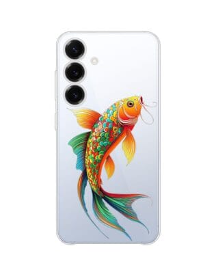 Etui do Samsung Galaxy S25 przeźroczyste, silikonowe Flexi, Dzika Mandala, Złota ryba