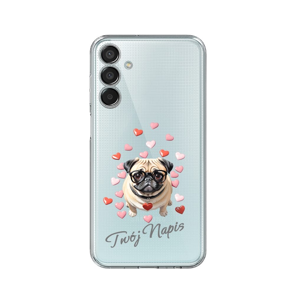 Etui do Samsung Galaxy M15 5G przeźroczyste, silikonowe Flexi, Puppy Love, pies rasy Mops