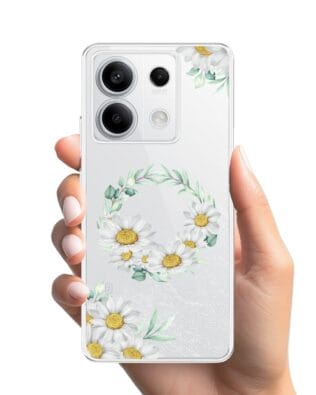 Etui do Xiaomi Redmi Note 13 Pro 5G przeźroczyste, silikonowe Flexi, wianek stokrotek