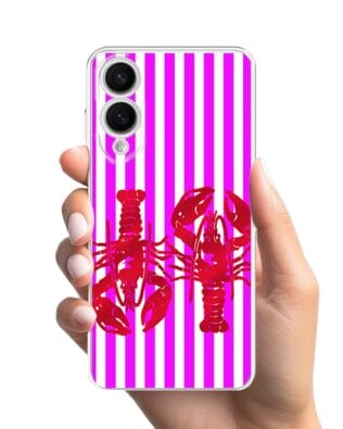 Etui do Samsung Galaxy S25 Edge przeźroczyste, silikonowe Flexi, kraby z różowymi paskami