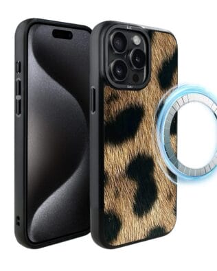 Etui do iPhone 15 Pro IBIZU DropGuard Matt z MagSafe, Zew Natury, Lampart