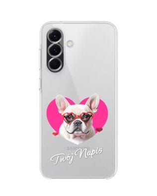 Etui do Samsung Galaxy A56 5G przeźroczyste, silikonowe Flexi, Puppy Love, pies rasy Buldog Francuski