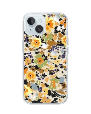 Etui do iPhone 15 przeźroczyste, silikonowe Flexi, malowane kwiatki