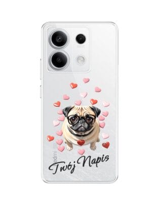Etui do Xiaomi Redmi Note 13 Pro 5G przeźroczyste, silikonowe Flexi, Puppy Love, pies rasy Mops