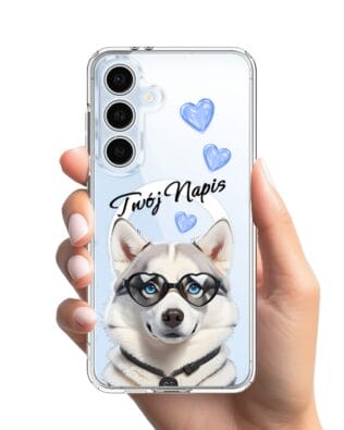 Etui do Samsung Galaxy S24 FE z MagSafe przeźroczyste, silikonowe Flexi, Puppy Love, pies rasy Husky