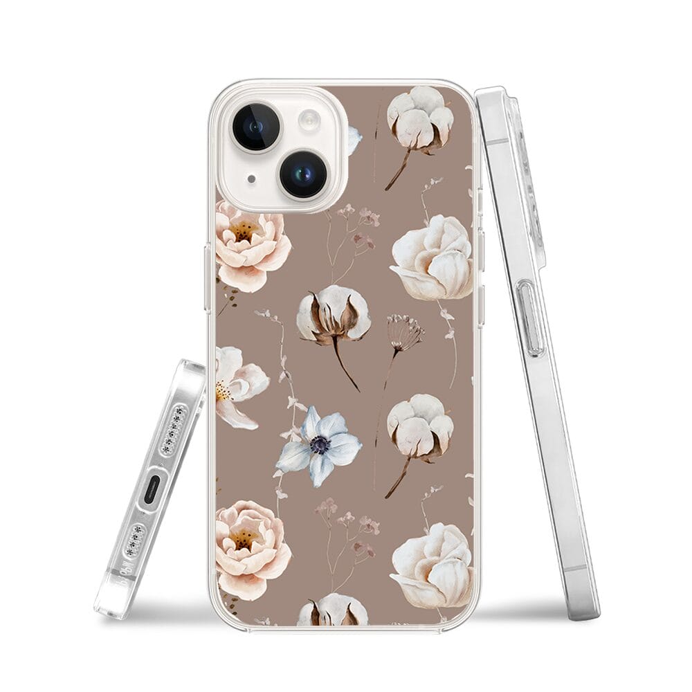 Etui do iPhone 13 Mini z MagSafe przeźroczyste, silikonowe Flexi, akwarelowe kwiatki - obrazek 3