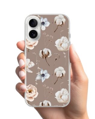 Etui do iPhone 16 Plus przeźroczyste, silikonowe Flexi, akwarelowe kwiatki