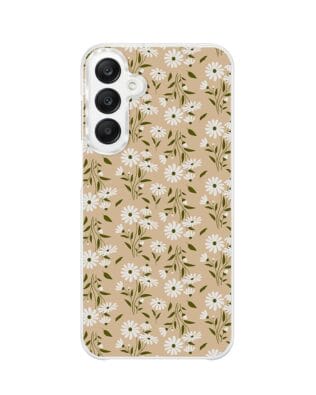 Etui do Samsung Galaxy A25 5G z MagSafe przeźroczyste, silikonowe Flexi, delikatne kwiatki na cielistym tle