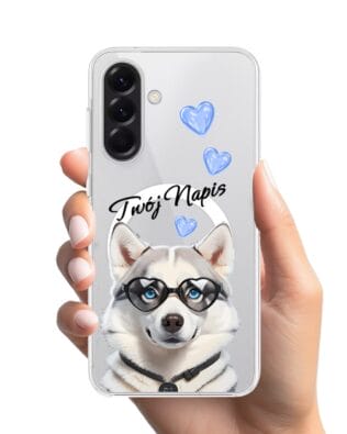 Etui do Samsung Galaxy A56 5G z MagSafe przeźroczyste, silikonowe Flexi, Puppy Love, pies rasy Husky