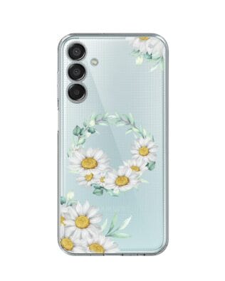Etui do Samsung Galaxy M15 5G przeźroczyste, silikonowe Flexi, wianek stokrotek