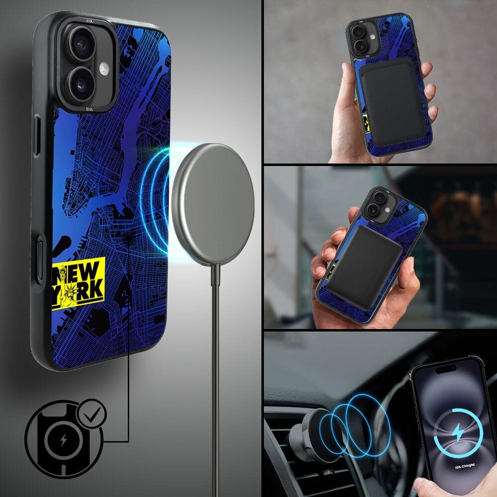 Etui do iPhone 16 IBIZU DropGuard Matt z MagSafe, Mapy Świata, New York - obrazek 8