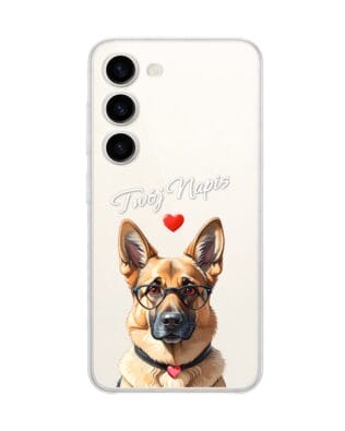 Etui do Samsung Galaxy S23 Plus przeźroczyste, silikonowe Flexi, Puppy Love, pies rasy Owczarek Niemiecki