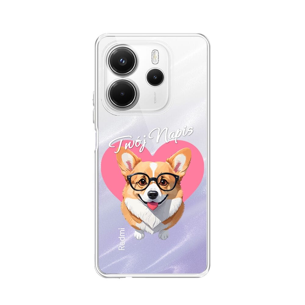Etui do Xiaomi Redmi Note 14 4G przeźroczyste, silikonowe Flexi, Puppy Love, pies rasy Corgi