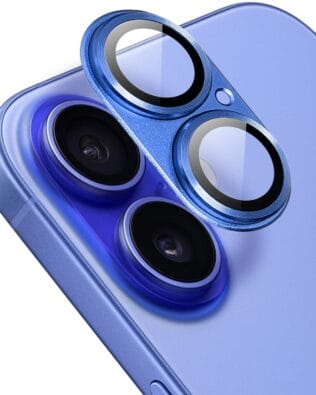 Metalowa osłona na cały aparat z wbudowanymi szkłami do iPhone 16, ultramaryna