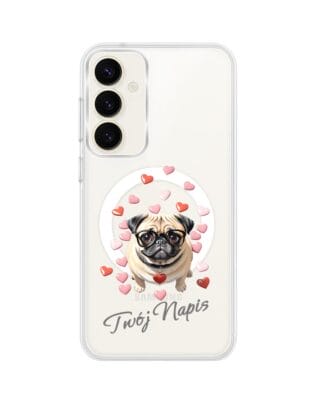 Etui do Samsung Galaxy S23 Plus z MagSafe przeźroczyste, silikonowe Flexi, Puppy Love, pies rasy Mops