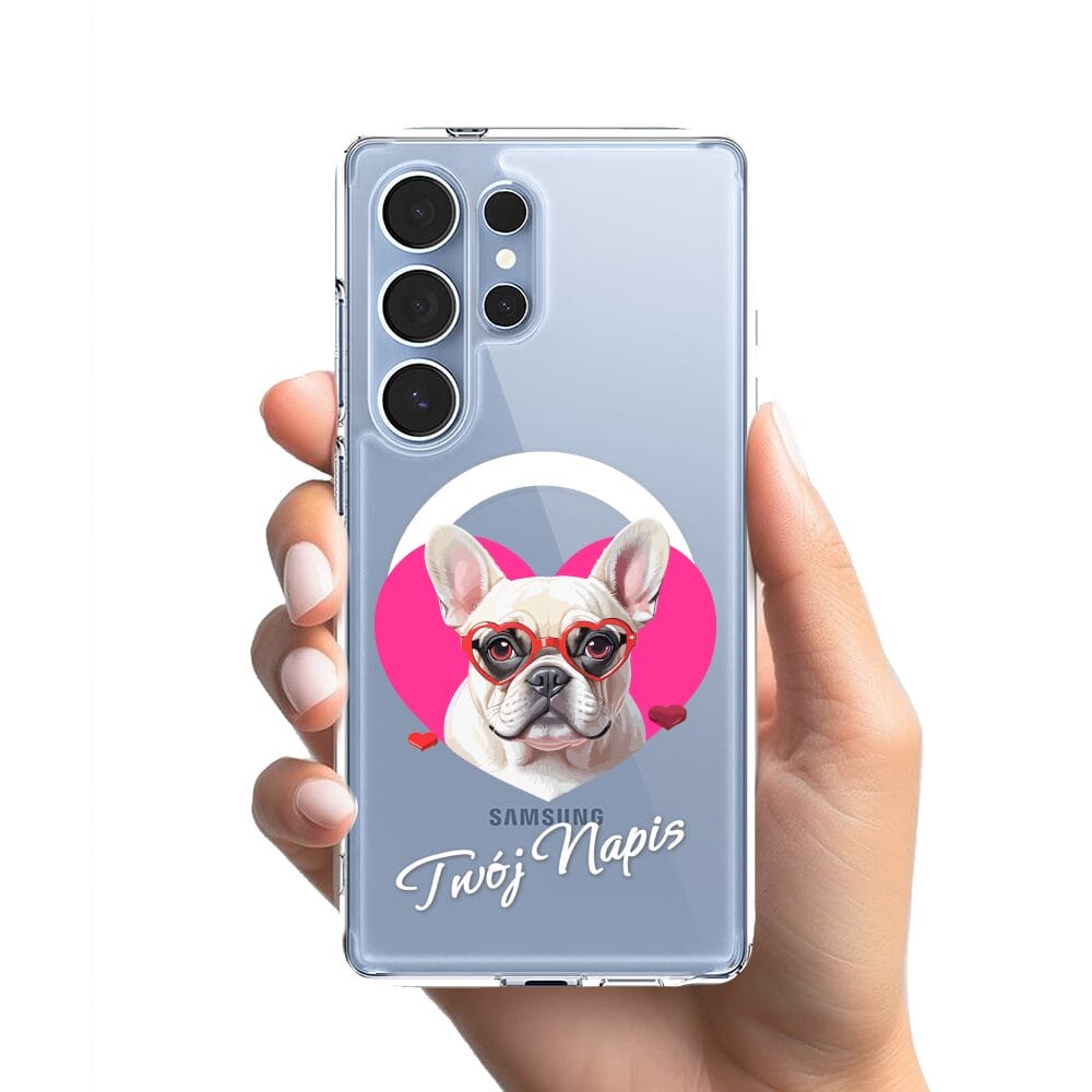 Etui do Samsung Galaxy S25 Ultra z MagSafe przeźroczyste, silikonowe Flexi, Puppy Love, pies rasy Buldog Francuski - obrazek 2
