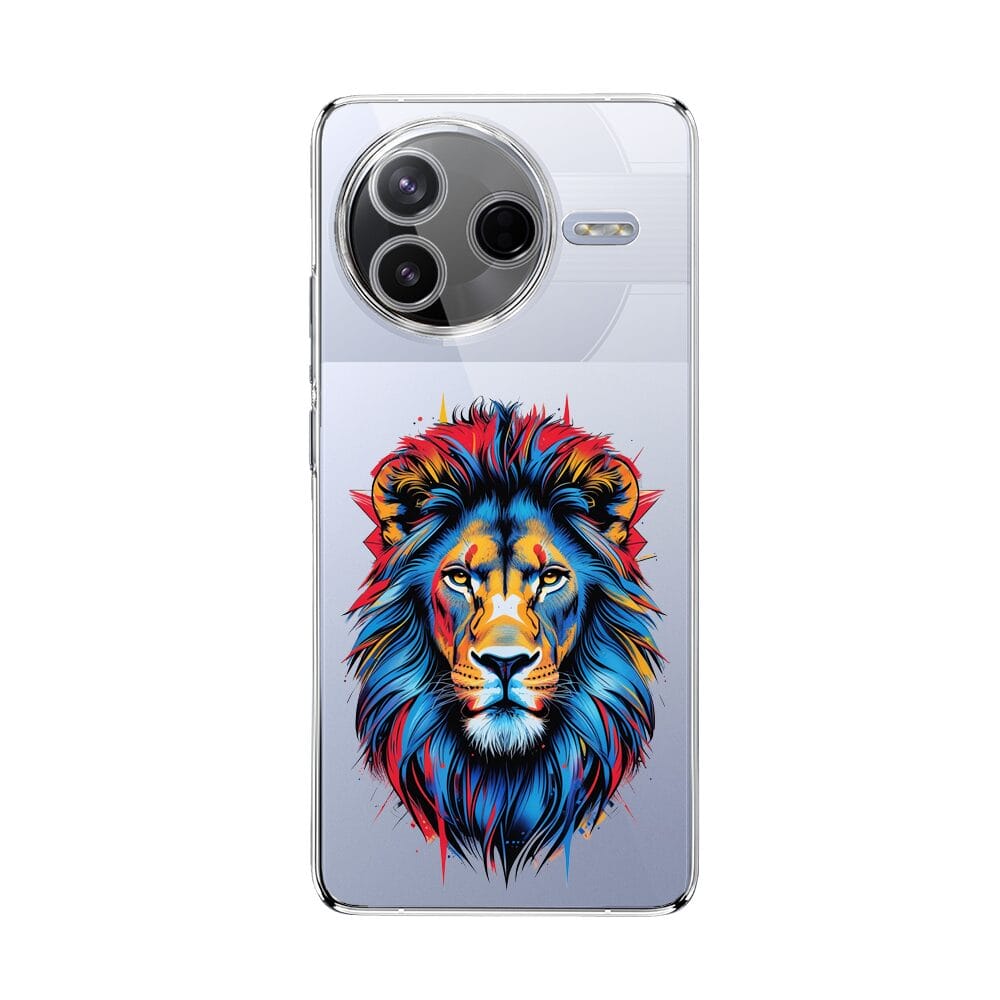 Etui do Xiaomi POCO F7 Pro przeźroczyste, silikonowe Flexi, Dzika Mandala, Lew