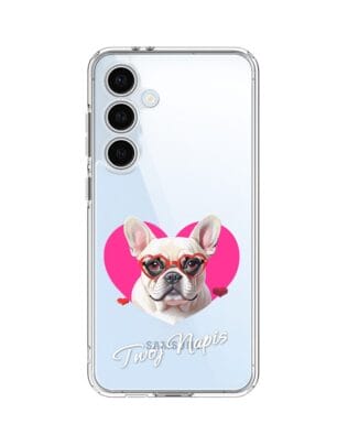 Etui do Samsung Galaxy S24 FE przeźroczyste, silikonowe Flexi, Puppy Love, pies rasy Buldog Francuski