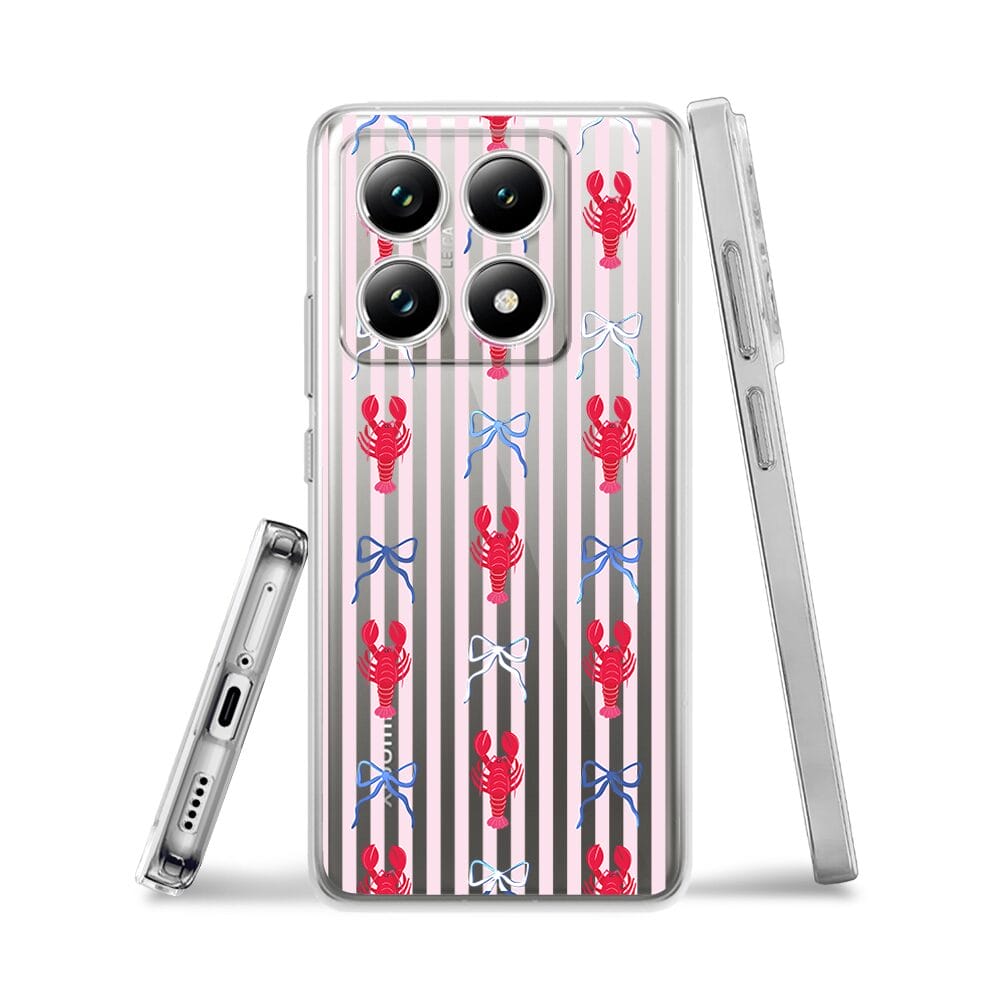 Etui do Xiaomi 14T Pro przeźroczyste, silikonowe Flexi, krab i kokardki - obrazek 3