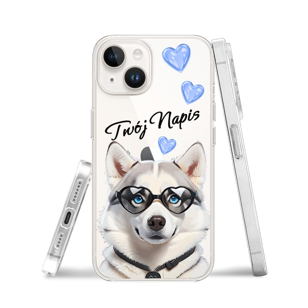 Etui do iPhone 13 Mini przeźroczyste, silikonowe Flexi, Puppy Love, pies rasy Husky - obrazek 3