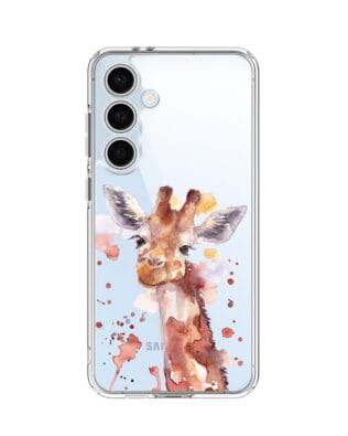 Etui do Samsung Galaxy S24 FE przeźroczyste, silikonowe Flexi, Akwarelowe Zoo, Żyrafa