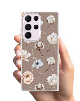 Etui do Samsung Galaxy S23 Ultra z MagSafe przeźroczyste, silikonowe Flexi, akwarelowe kwiatki