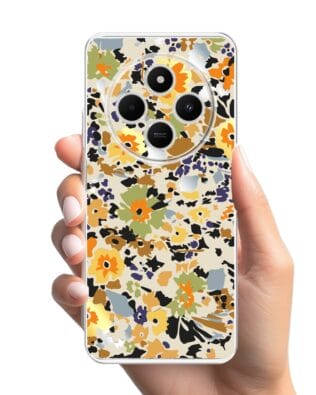 Etui do Xiaomi POCO C75 przeźroczyste, silikonowe Flexi, malowane kwiatki