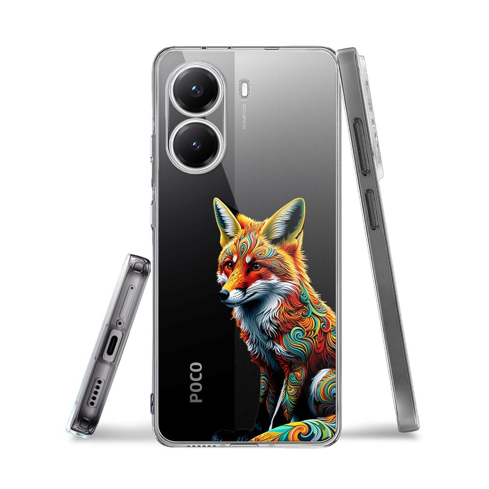 Etui do Xiaomi POCO X7 Pro przeźroczyste, silikonowe Flexi, Dzika Mandala, Lis - obrazek 3