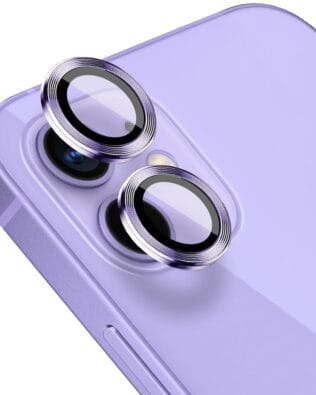 Metalowa osłona obiektywu aparatu ze szkła hartowanego 9H do iPhone 12, 1 zestaw, fioletowa