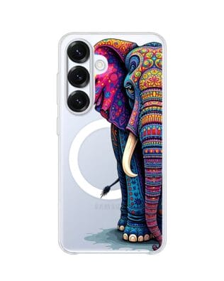 Etui do Samsung Galaxy S25 Plus z MagSafe przeźroczyste, silikonowe Flexi, Dzika Mandala, Słoń