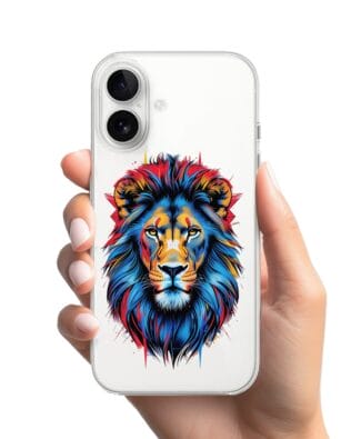 Etui do iPhone 16 Plus przeźroczyste, silikonowe Flexi, Dzika Mandala, Lew