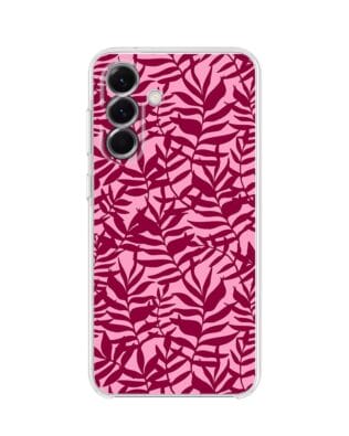 Etui do Samsung Galaxy A56 5G przeźroczyste, silikonowe Flexi, bordowe liście