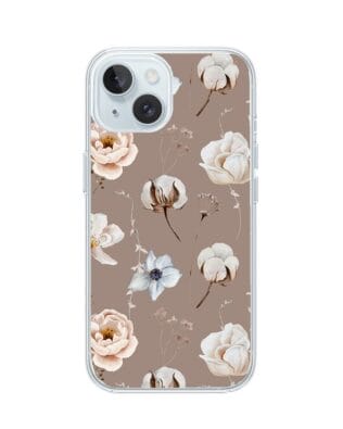 Etui do iPhone 15 z MagSafe przeźroczyste, silikonowe Flexi, akwarelowe kwiatki