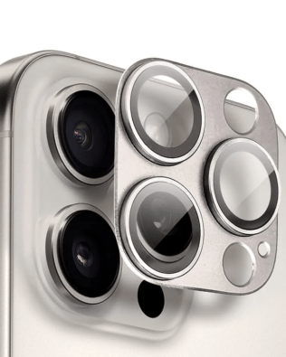 Metalowa osłona na cały aparat z wbudowanymi szkłami do iPhone 16 Pro, tytanowa