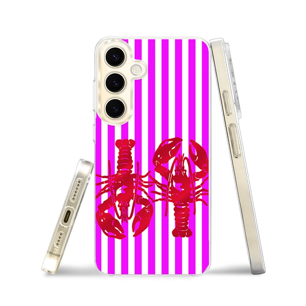 Etui do Samsung Galaxy S24 Plus z MagSafe przeźroczyste, silikonowe Flexi, kraby z różowymi paskami - obrazek 3