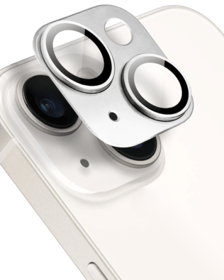 Metalowa osłona na cały aparat z wbudowanymi szkłami do iPhone 14, srebrna