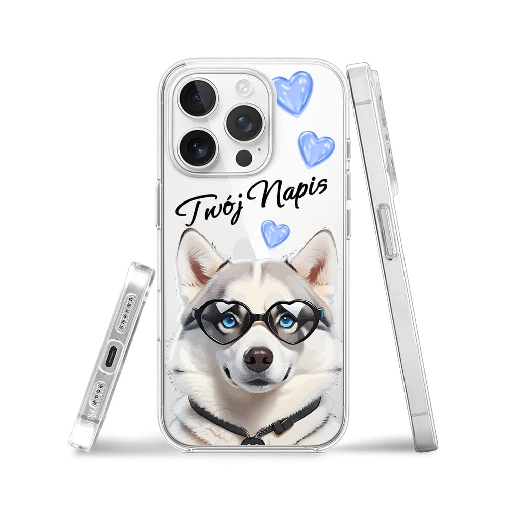 Etui do iPhone 14 Pro przeźroczyste, silikonowe Flexi, Puppy Love, pies rasy Husky - obrazek 3