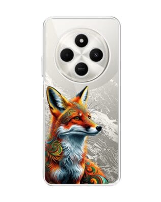 Etui do Xiaomi POCO C75 przeźroczyste, silikonowe Flexi, Dzika Mandala, Twarz lisa