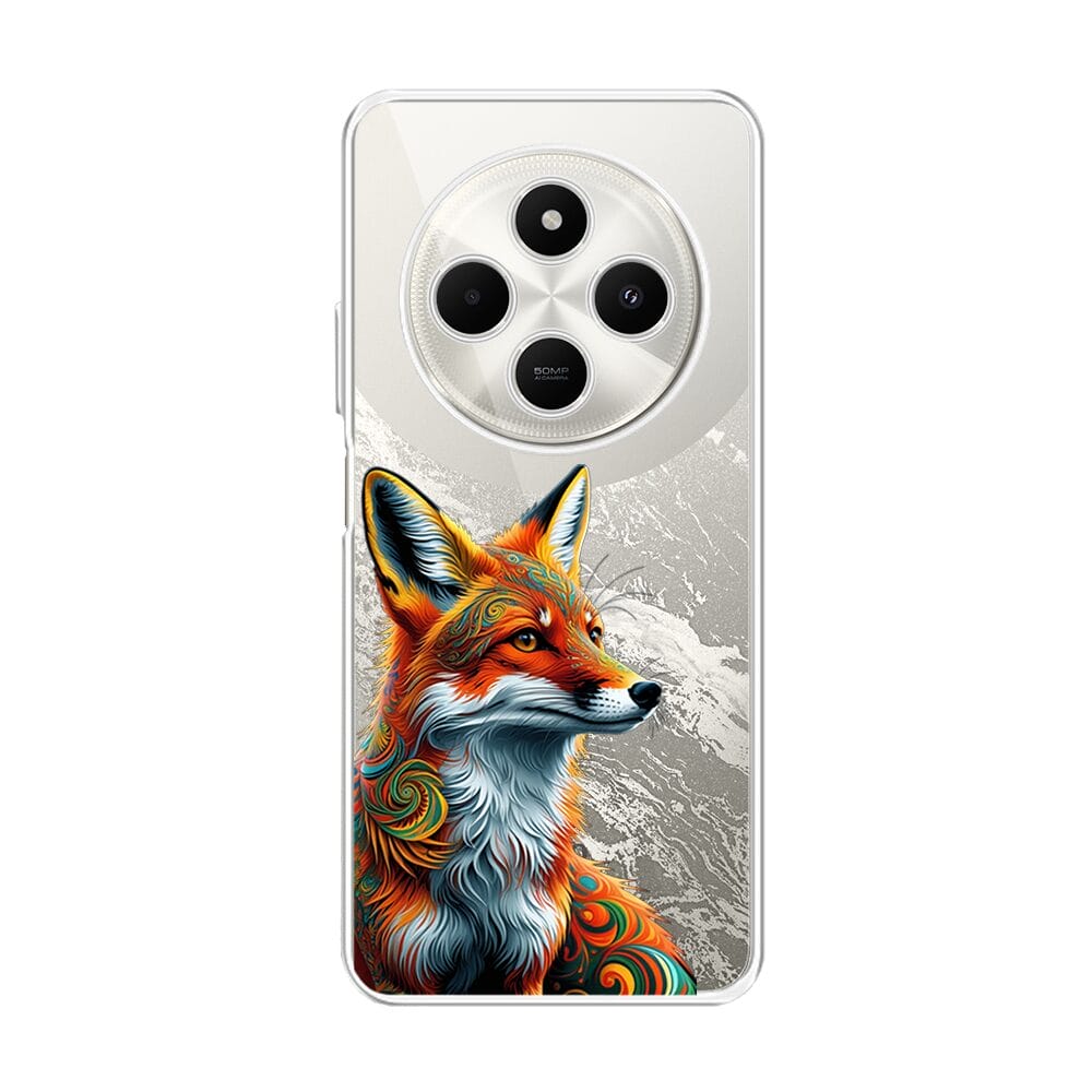 Etui do Xiaomi POCO C75 przeźroczyste, silikonowe Flexi, Dzika Mandala, Twarz lisa