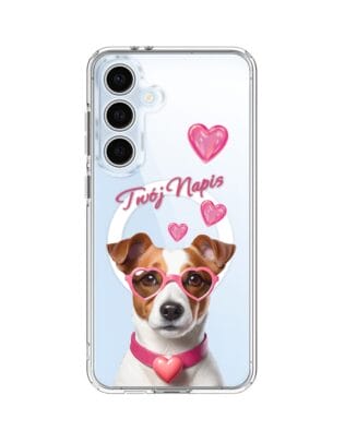 Etui do Samsung Galaxy S24 FE z MagSafe przeźroczyste, silikonowe Flexi, Puppy Love, pies rasy Jack Russell Terrier