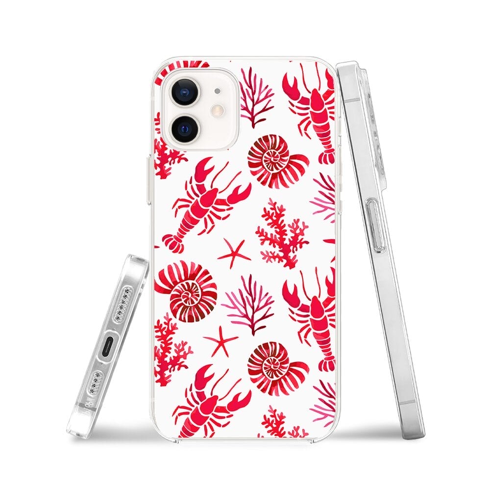 Etui do iPhone 12 przeźroczyste, silikonowe Flexi, krab, muszle - obrazek 3