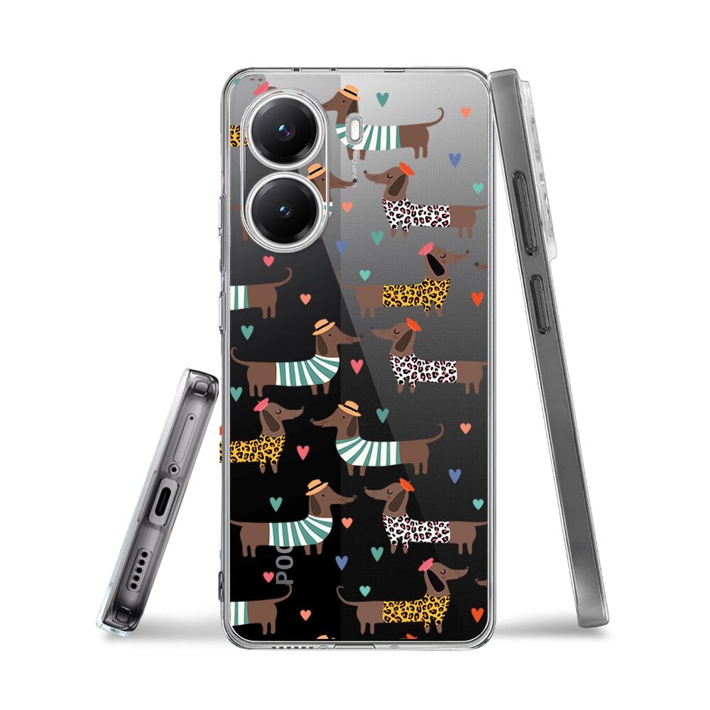 Etui do Xiaomi POCO X7 Pro przeźroczyste, silikonowe Flexi, zakochane jamniki - obrazek 3