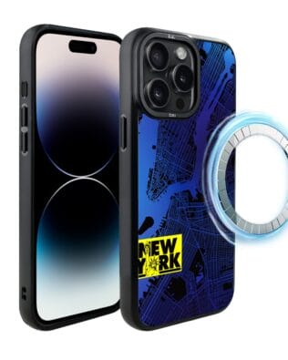 Etui do iPhone 14 Pro Max IBIZU DropGuard Matt z MagSafe, Mapy Świata, New York