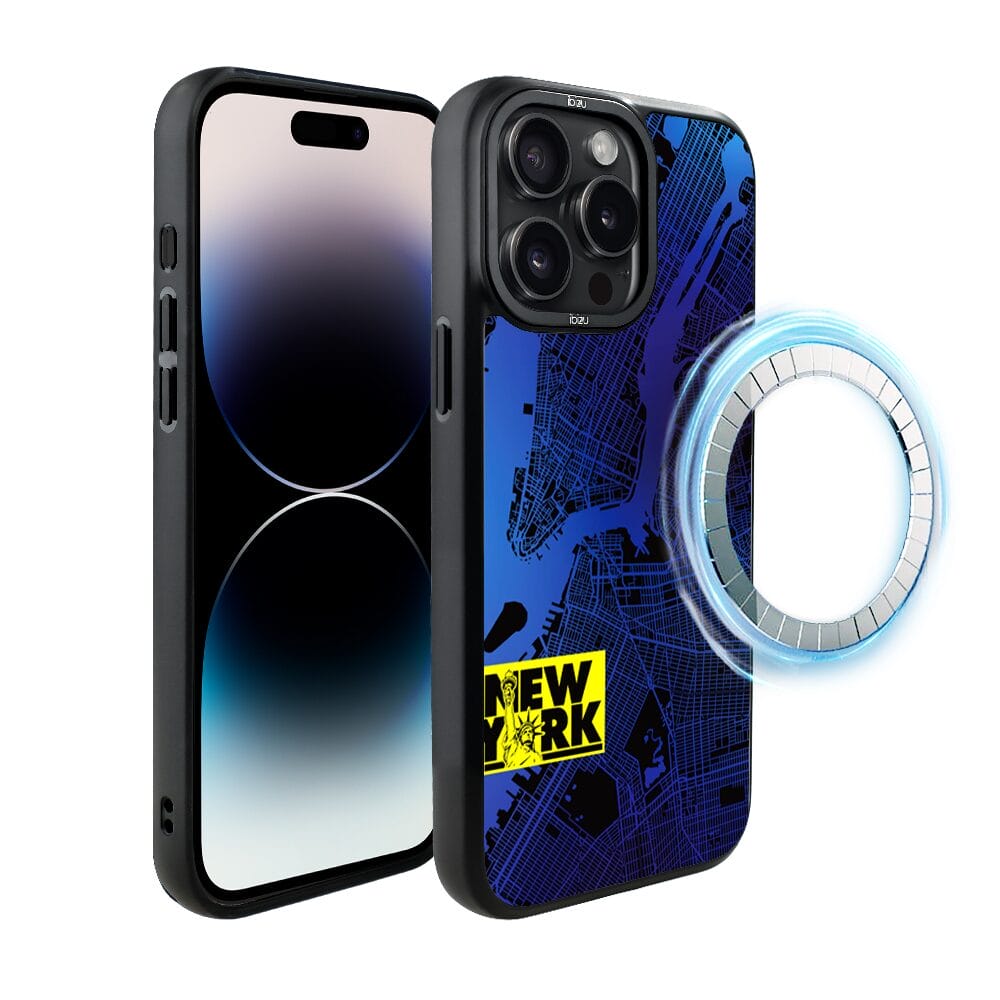 Etui do iPhone 14 Pro Max IBIZU DropGuard Matt z MagSafe, Mapy Świata, New York