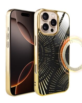 Etui do iPhone 16 Pro Max IBIZU Elite Glass z MagSafe Mistyczne wzory, Boski promień czarne, złote