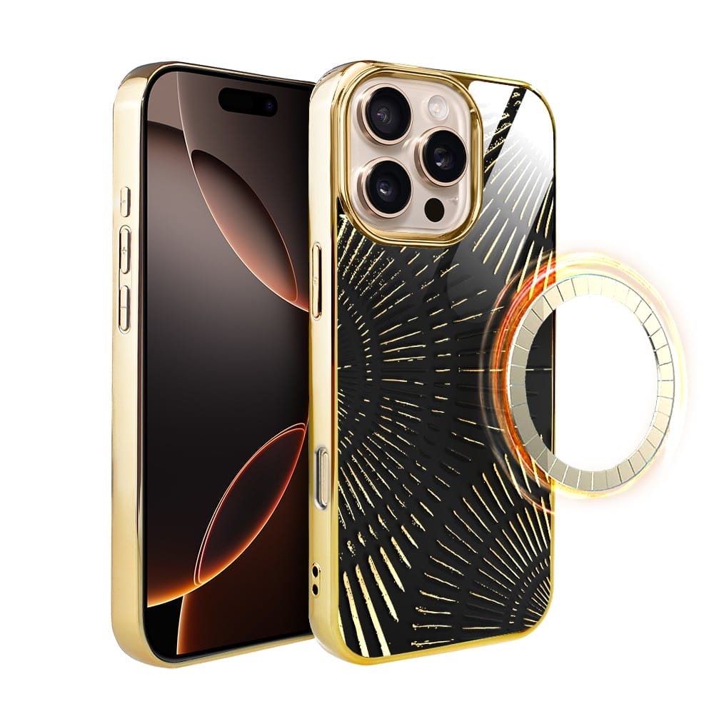 Etui do iPhone 16 Pro Max IBIZU Elite Glass z MagSafe Mistyczne wzory, Boski promień czarne, złote